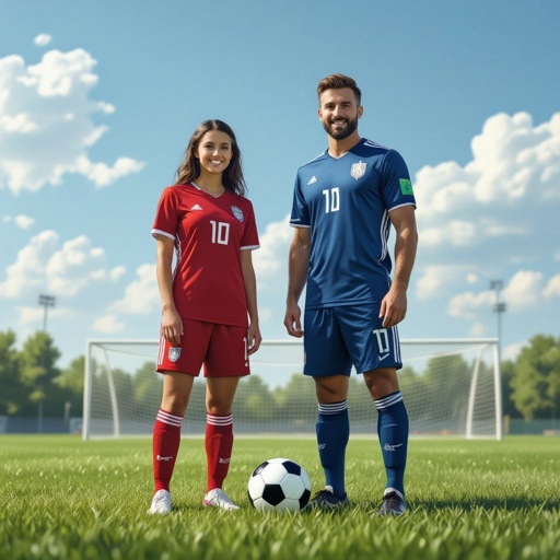 Georgia and Washington with a soccer goal and ball