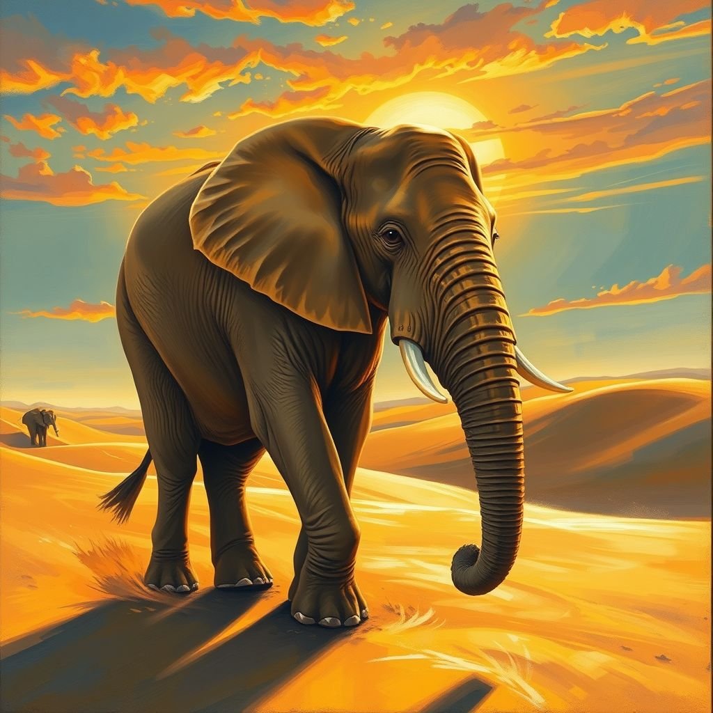 Elefante cappuccino nel deserto