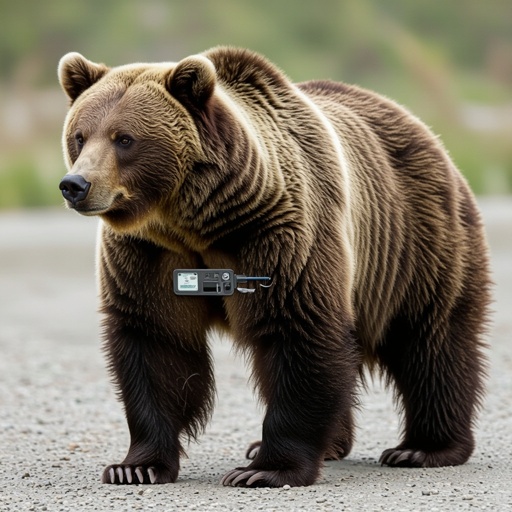Grizlly bear mixed with radio belly