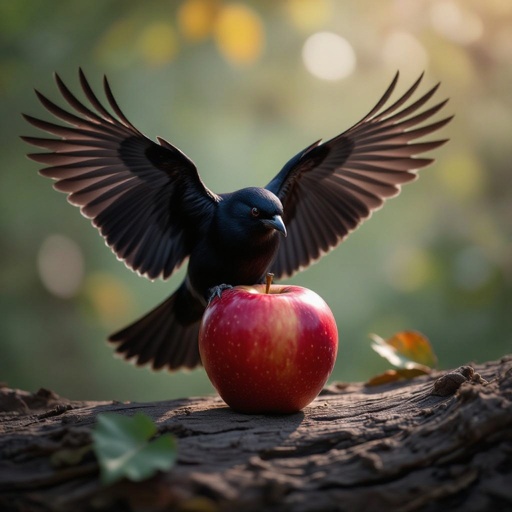 Apple with black wings