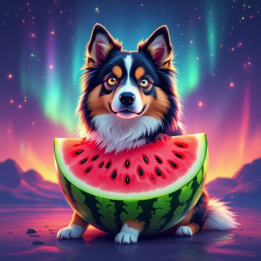 Dog with watermelon body