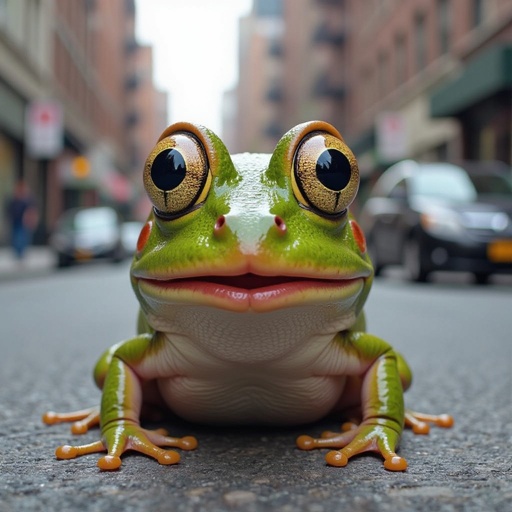 Drum 2 human eye brown nose 1 lip 2 frog leg in city