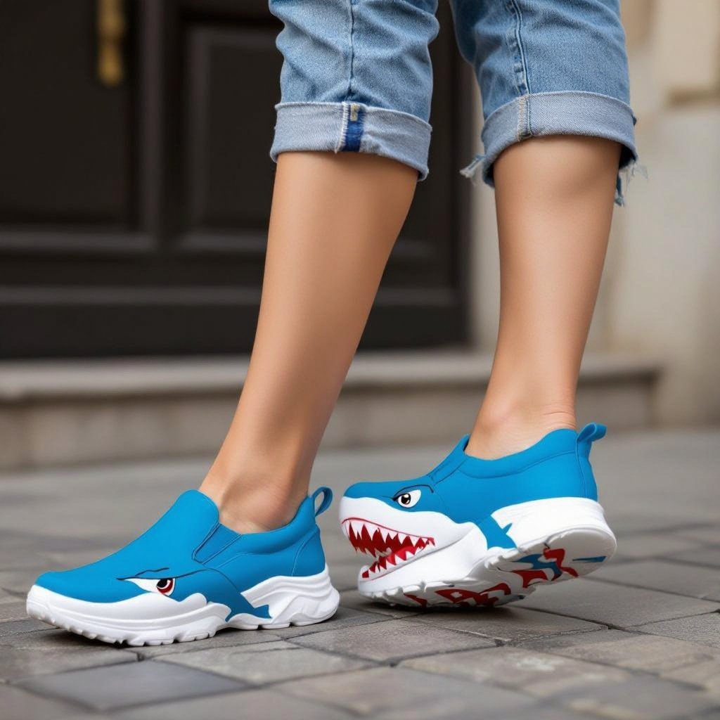 Shark 3 human leg wear 2 blue shoes