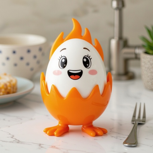 Flaming egg with face