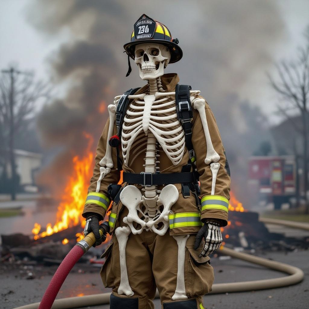 Corpo humano inteiro de OSSO e sendo um bombeiro