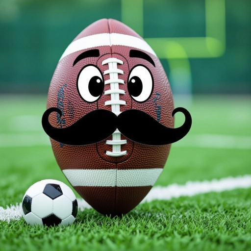 Football with face And mustache