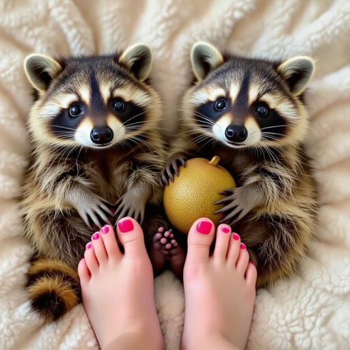 Raccoon kiwi fruit body 2 human foot