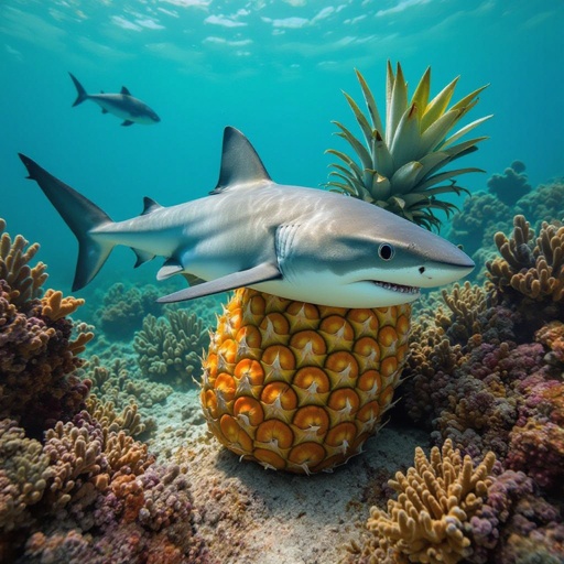 A shark in a pineapple