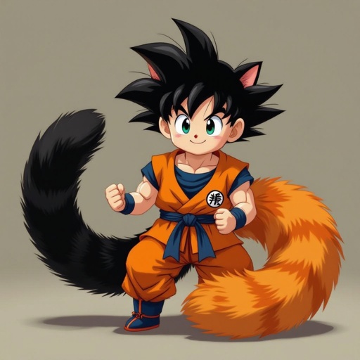 Goku con el cuerpo de un gato