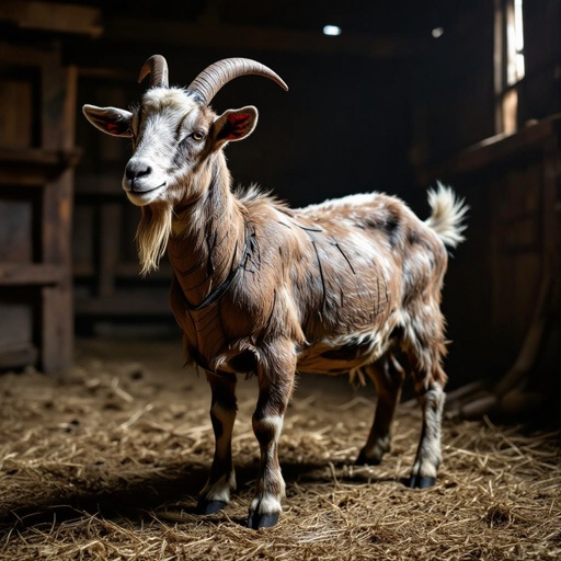 Goat worn body in room