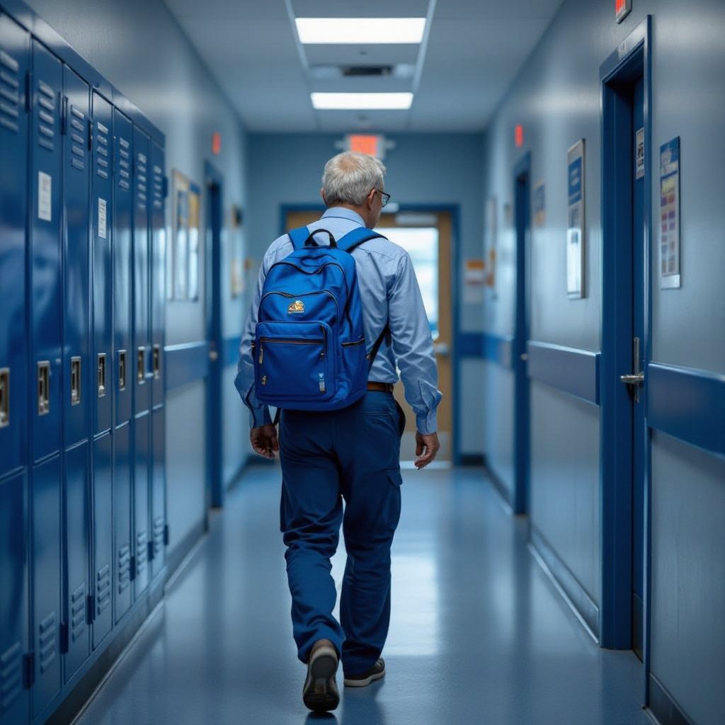 Un 67 blu uomo a scuola