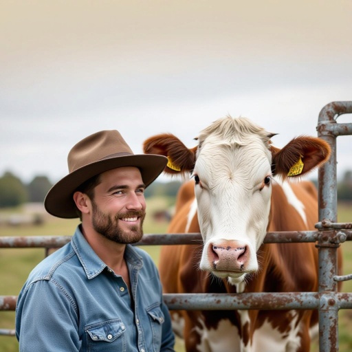 A man and a cow