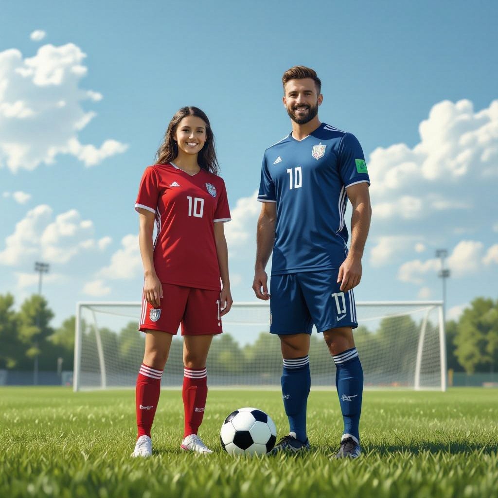 Georgia and Washington with a soccer goal and ball