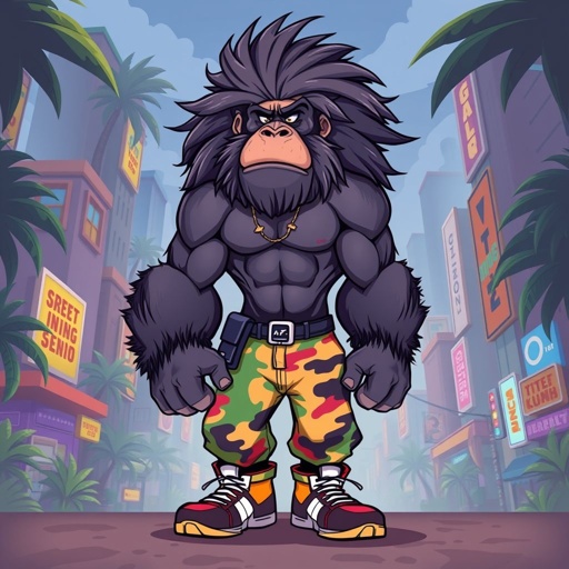 Un gorilla con il corpo e un capello