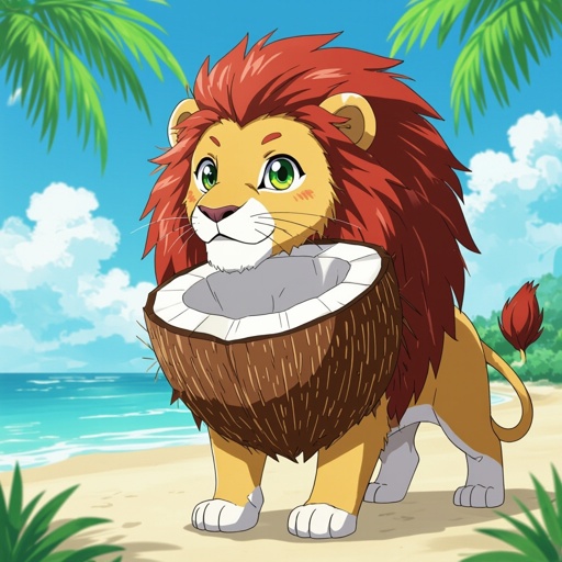Fammi un leone con il corpo di un cocco