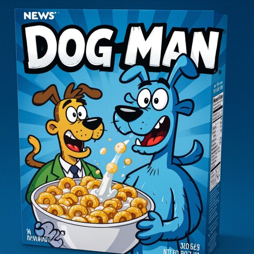 Dog man cereal box