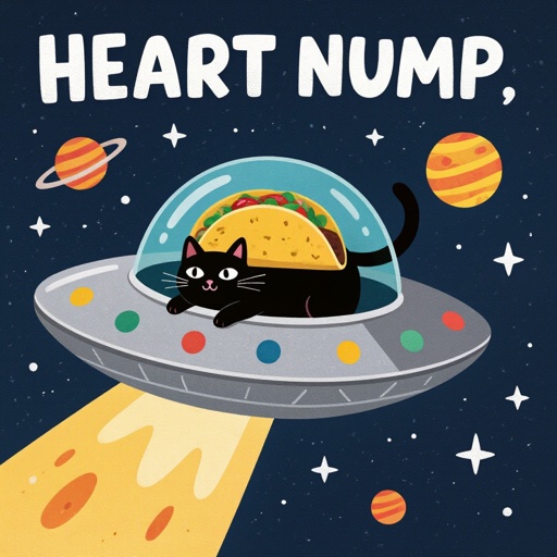 Un gatto su un UFO con un taco dentro
