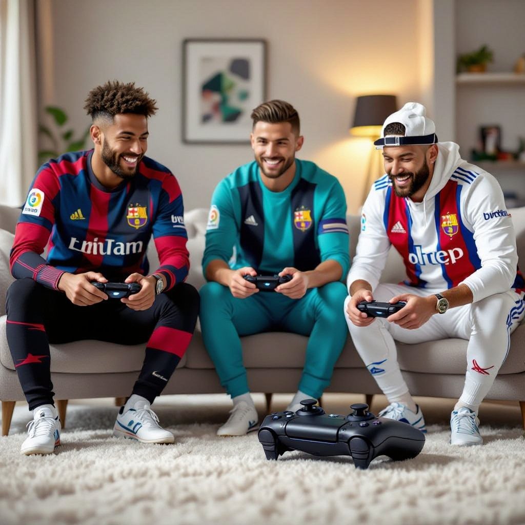 Neymar jr. c Ronaldo leo messi playing fifa 23 with their ps5