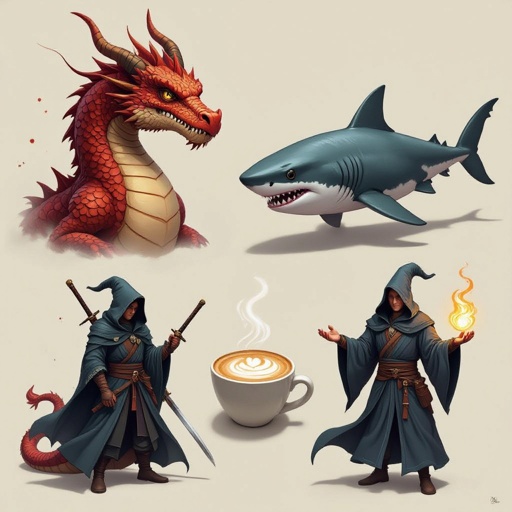 Drago + squalo + ninja + cappuccino + mago