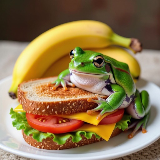 Frog banana and tomato sandwich chicken