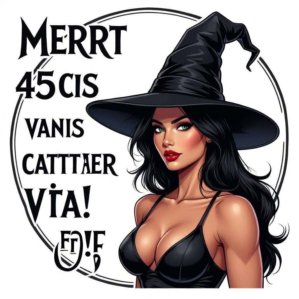 Muscolosa con il cappello di strega