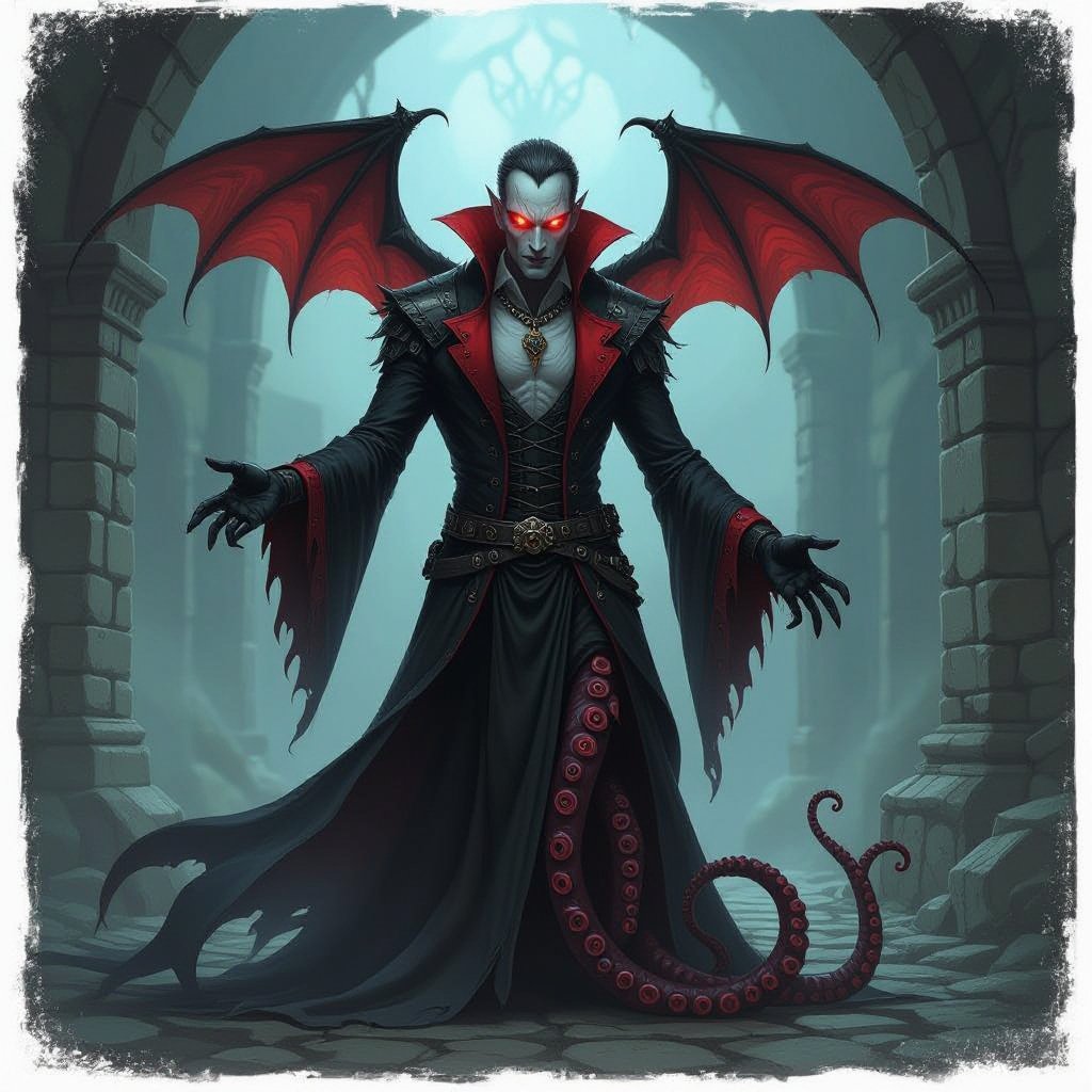 Um vampiro com pernas de uma Lula