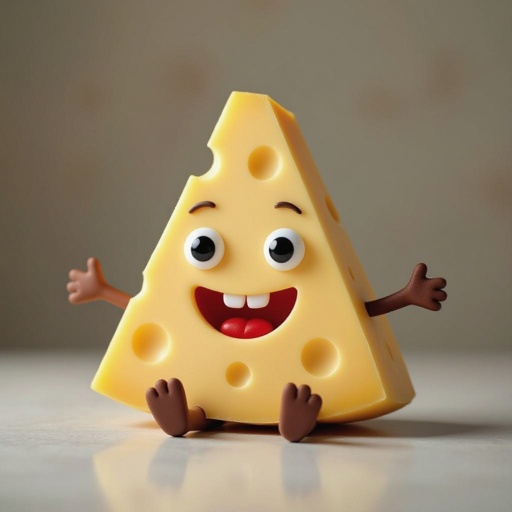 Cheese with face and foots