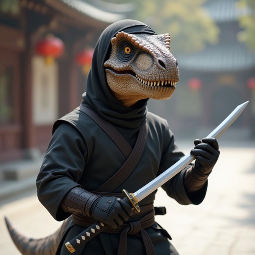 Un trex umanoide travestito da Ninja