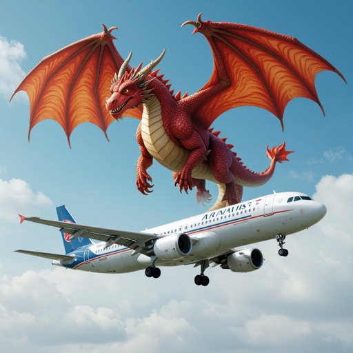 Un drago fuso ad un aereo
