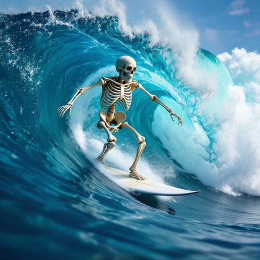 Corpo humano inteiro de OSSO surfando