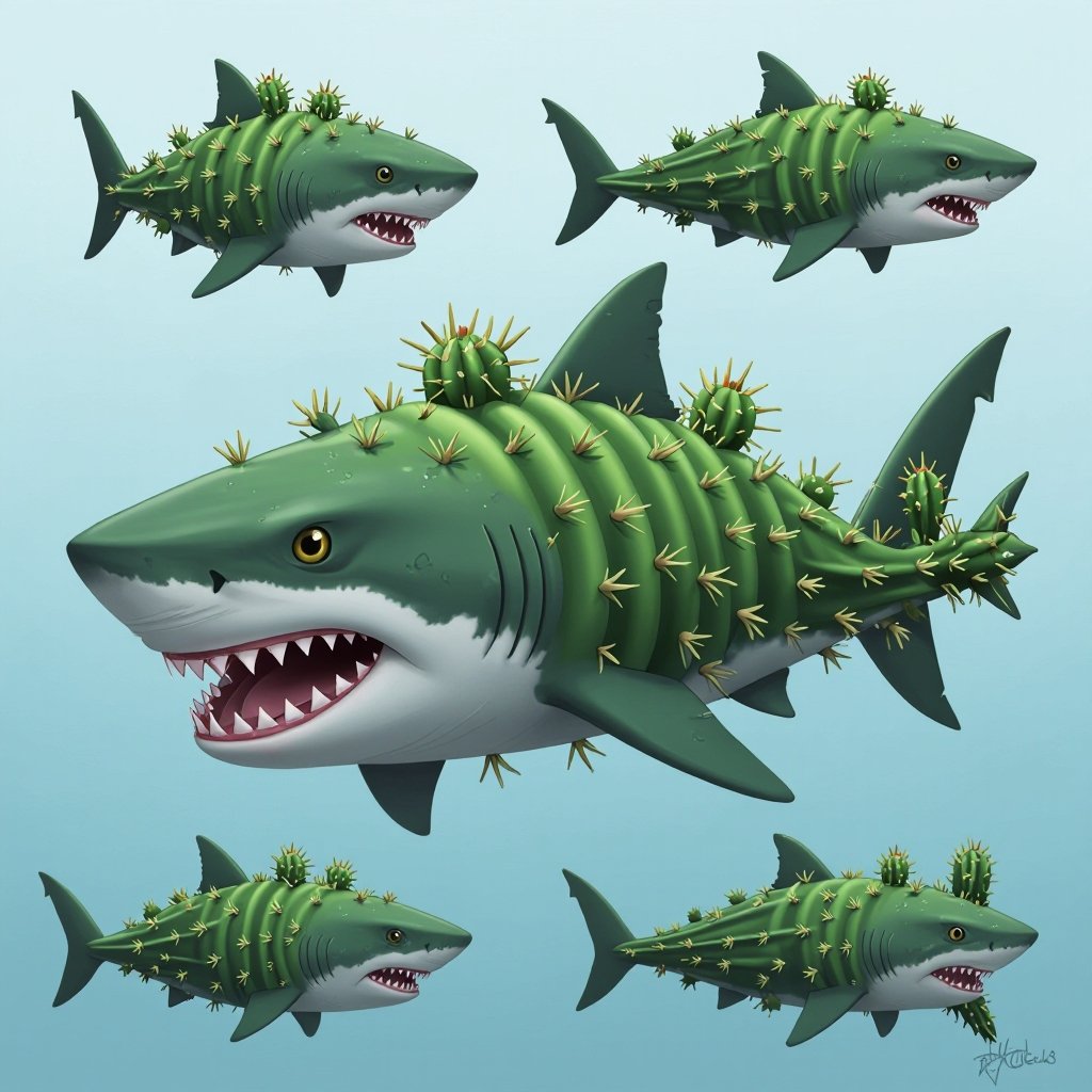 Shark with a cactus body
