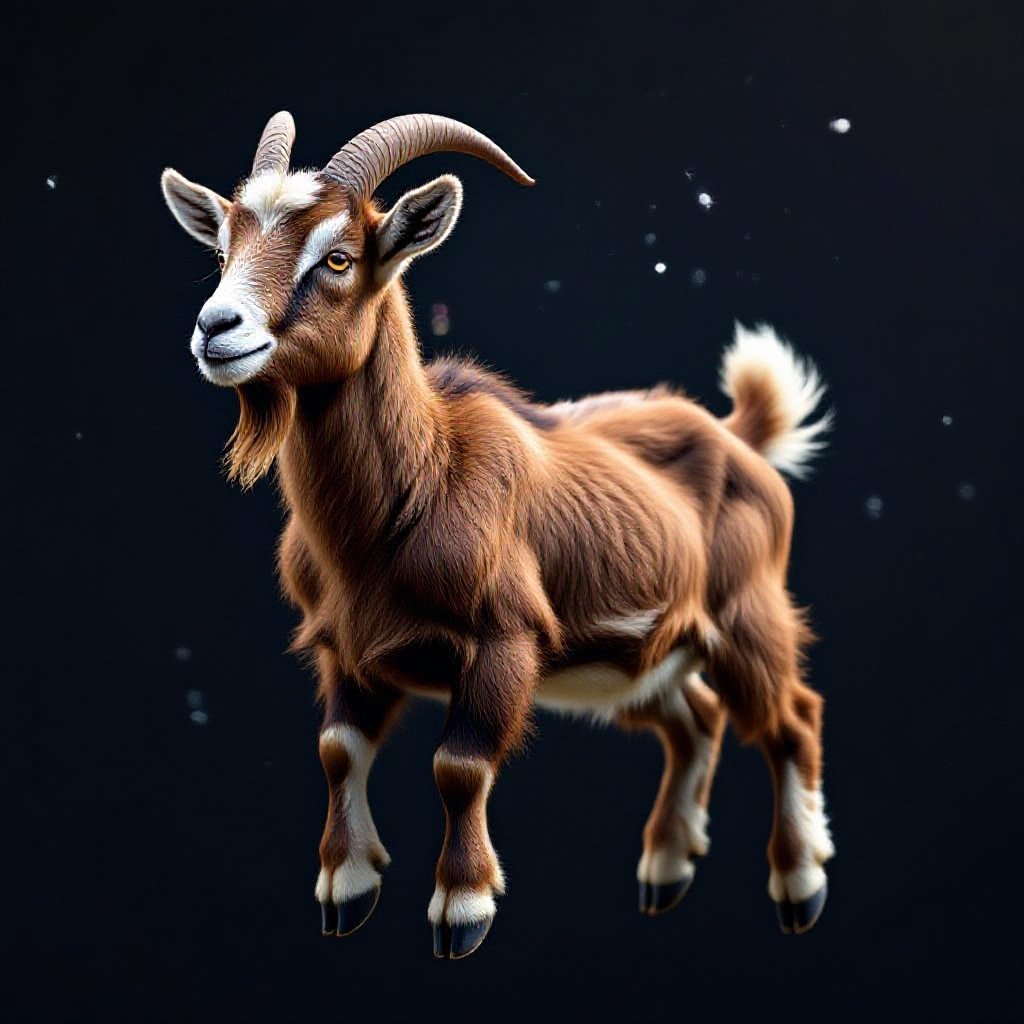 A goat as an earth showing its whole body in space