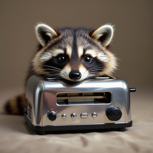 Make a raccoon mixed with a toaster