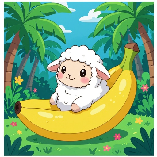 A sheep in a banana
