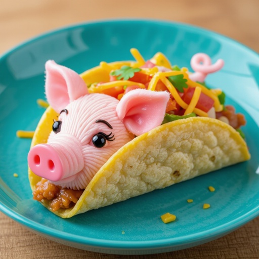 A taco mixed with a pig