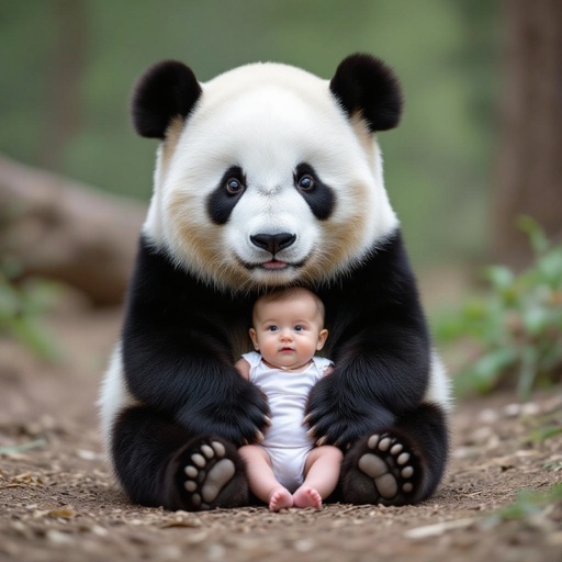Panda con il corpo di un bambino