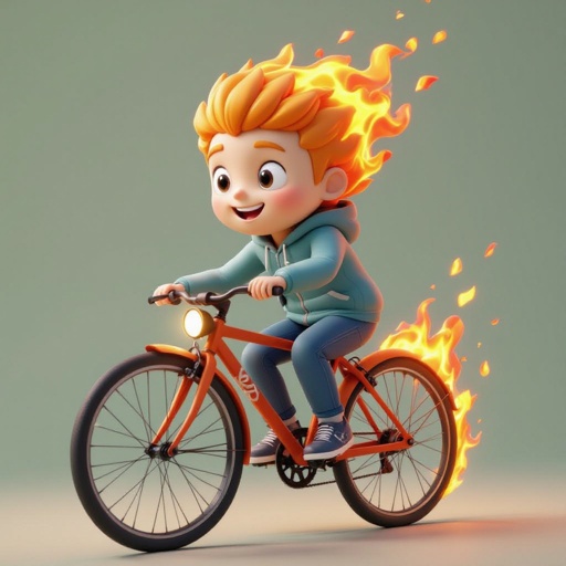 Il est un feu en forme de garçon sur un velo de course