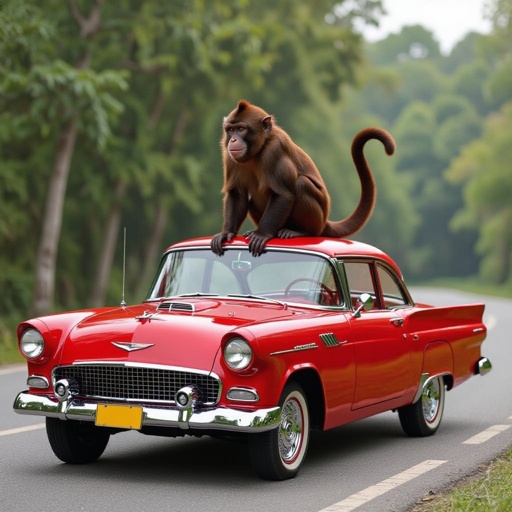 A car and a monkey