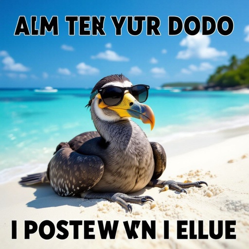 dodo bird with sun glasses in the beatch