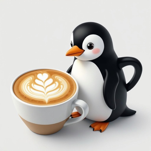 Un cappuccino a forma di pinguino