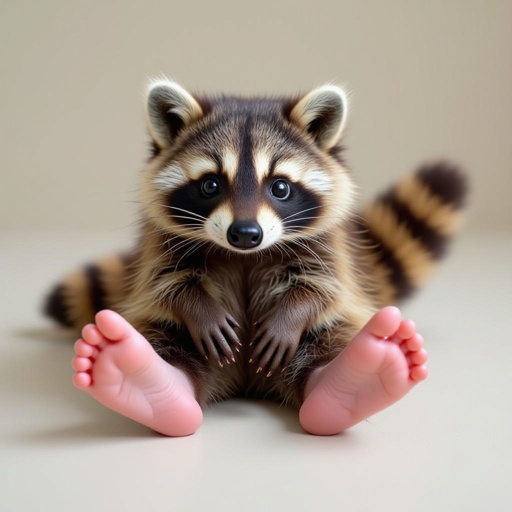 Raccoon kiwi fruit body 2 human foot