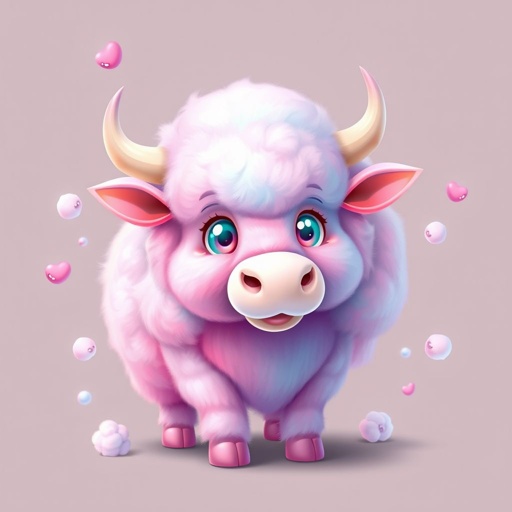 A bull made of coton candy