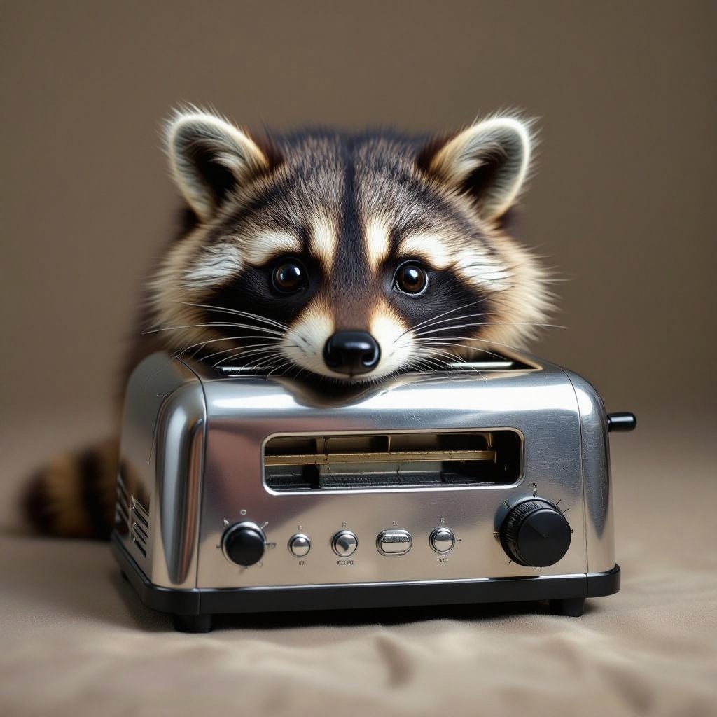 Make a raccoon mixed with a toaster