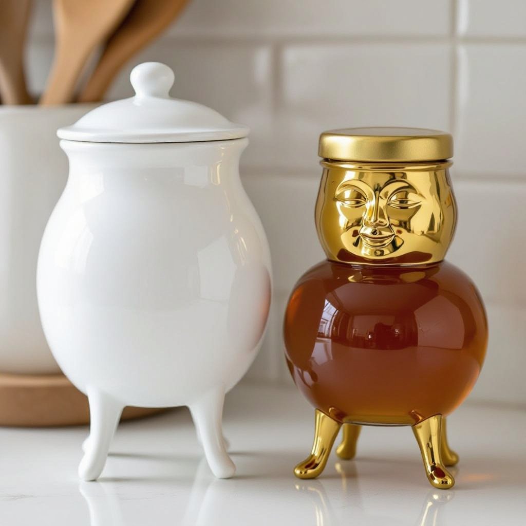 Salt jar 2 human leg human fead and honey jar 2 human leg human face in kitchen