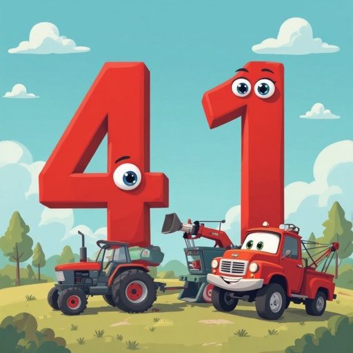 Please make 41 number with eyes and its color is red