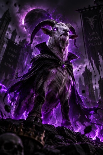 Purple fantasy creature standing in a dark cityscape with glowing energy.