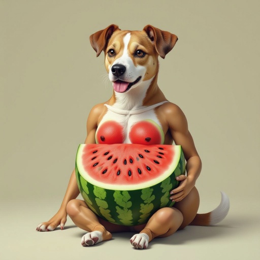 Umano con la testa di cane e il corpo di anguria