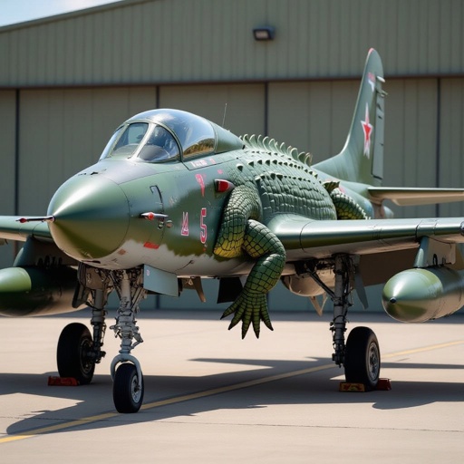 Avión de guerra con cocodrilo fusionado