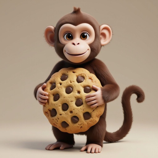 Cookie body. Monkey mixed with cookie. He has cookie belly. Monkey with cookie body