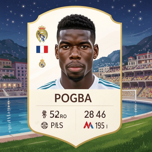 Pogba fc mobile card and rating is 86 and live in france in as Monaco and age 32